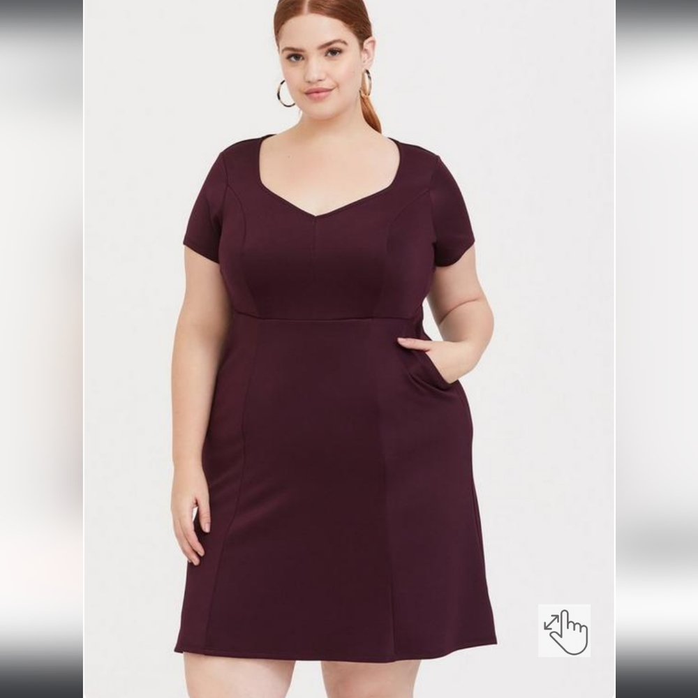PLUS TORRID Burgundy Scuba Knit Dress